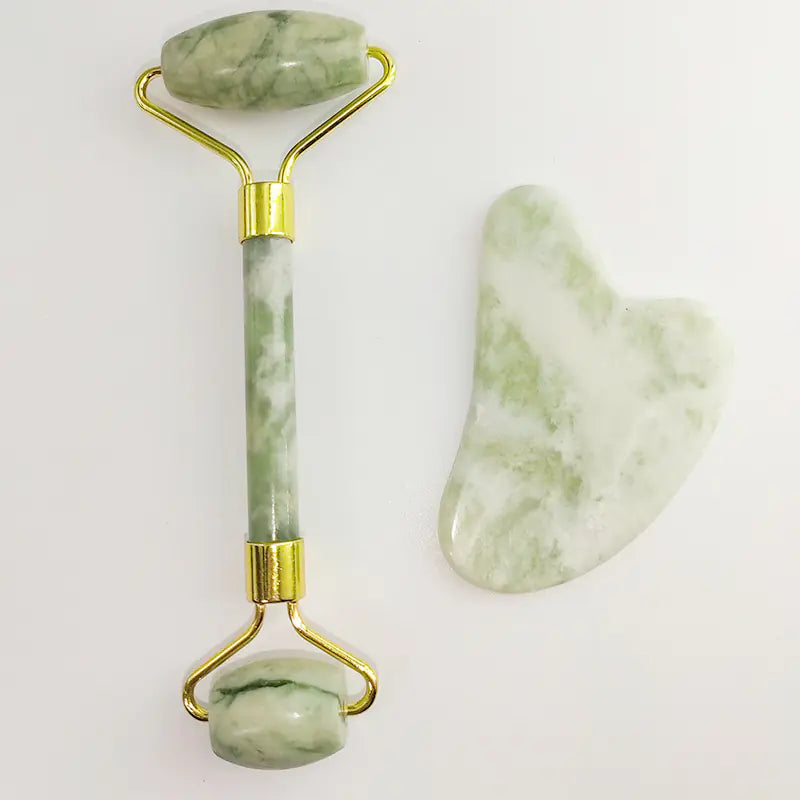 White Jade Facial Roller Gua Sha Set