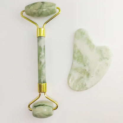 White Jade Facial Roller Gua Sha Set