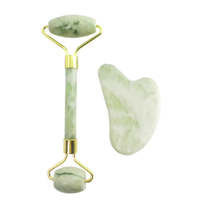 White Jade Facial Roller Gua Sha Set